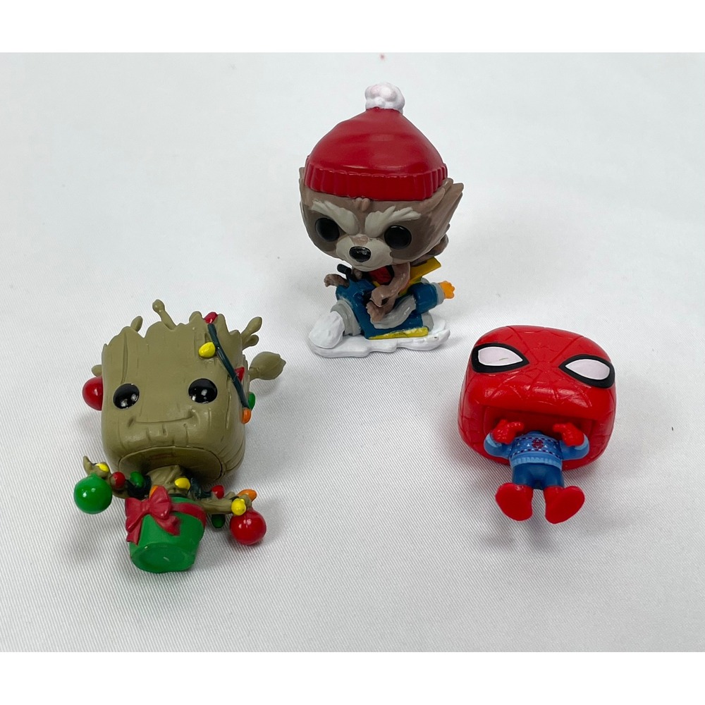 Funko Pop Guardians Galaxy Groot Christmas Lights Rocket Racoon Spiderman Figure